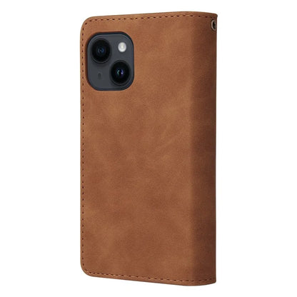 For iPhone 15 Plus Cell Phone Case Multiple Card Slots Zipper Wallet Leather Protection Cover