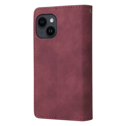 For iPhone 15 Plus Cell Phone Case Multiple Card Slots Zipper Wallet Leather Protection Cover