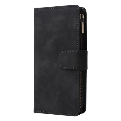 For iPhone 15 Plus Cell Phone Case Multiple Card Slots Zipper Wallet Leather Protection Cover