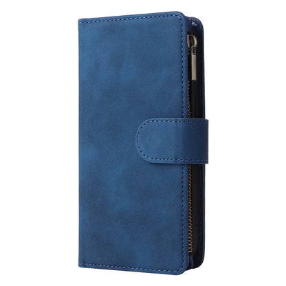 For iPhone 15 Case Multiple Card Slots Drop-proof PU Leather Phone Cover with Zipper Wallet