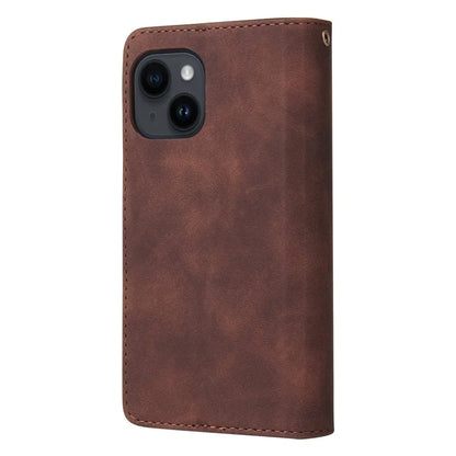 For iPhone 15 Case Multiple Card Slots Drop-proof PU Leather Phone Cover with Zipper Wallet