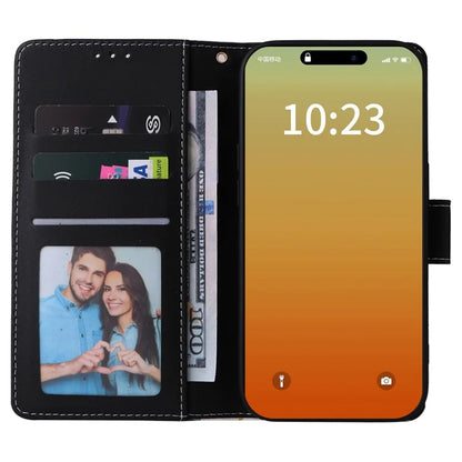 For iPhone 15 Pro Max Leather Case Lacquered Marble Pattern Wallet Phone Cover
