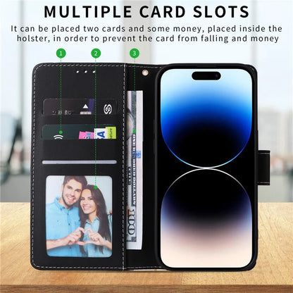 For iPhone 15 Pro Max Leather Case Lacquered Marble Pattern Wallet Phone Cover