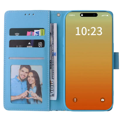 For iPhone 15 Pro Max Leather Case Lacquered Marble Pattern Wallet Phone Cover