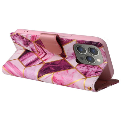 For iPhone 15 Pro Max Leather Case Lacquered Marble Pattern Wallet Phone Cover
