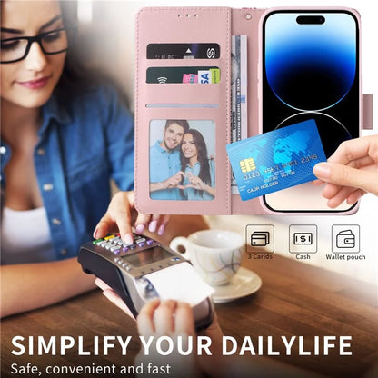 For iPhone 15 Pro Max Leather Case Lacquered Marble Pattern Wallet Phone Cover