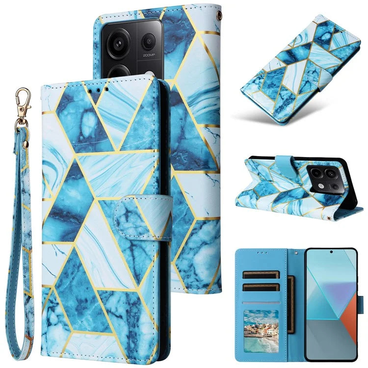 For Xiaomi Redmi Note 13 Pro 5G / Poco X6 5G Case Marble Pattern Wallet Leather Stand Phone Cover
