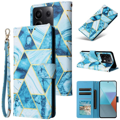 For Xiaomi Redmi Note 13 Pro 5G / Poco X6 5G Case Marble Pattern Wallet Leather Stand Phone Cover