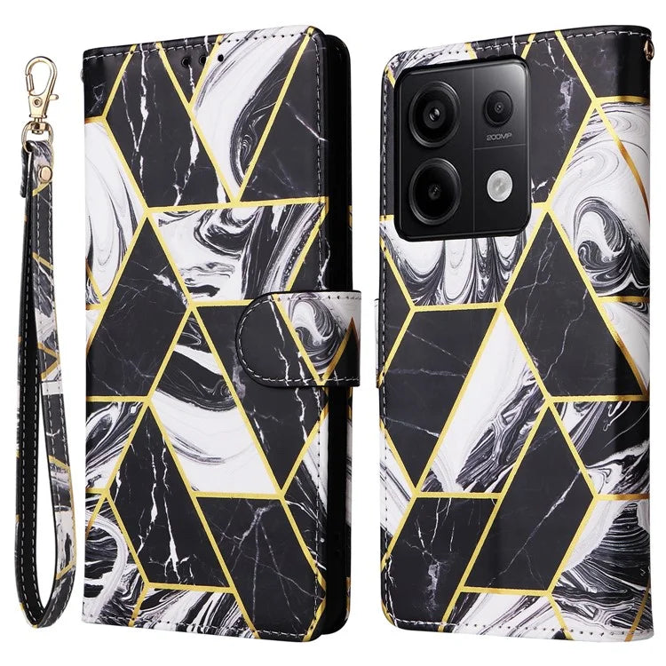 For Xiaomi Redmi Note 13 Pro 5G / Poco X6 5G Case Marble Pattern Wallet Leather Stand Phone Cover