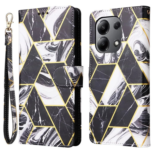 For Xiaomi Redmi Note 13 4G Leather Case Marble Pattern Stand Wallet Phone Cover