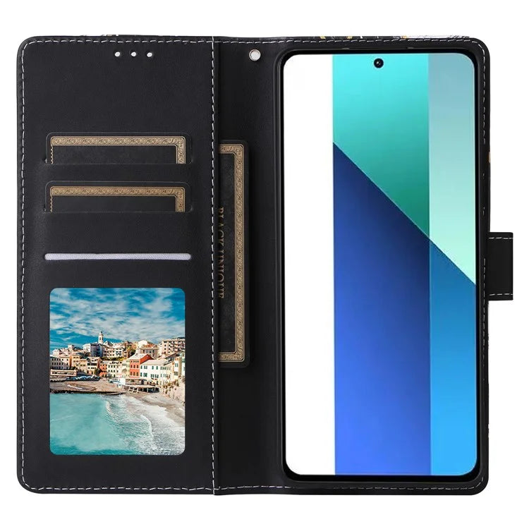 For Xiaomi Redmi Note 13 4G Leather Case Marble Pattern Stand Wallet Phone Cover