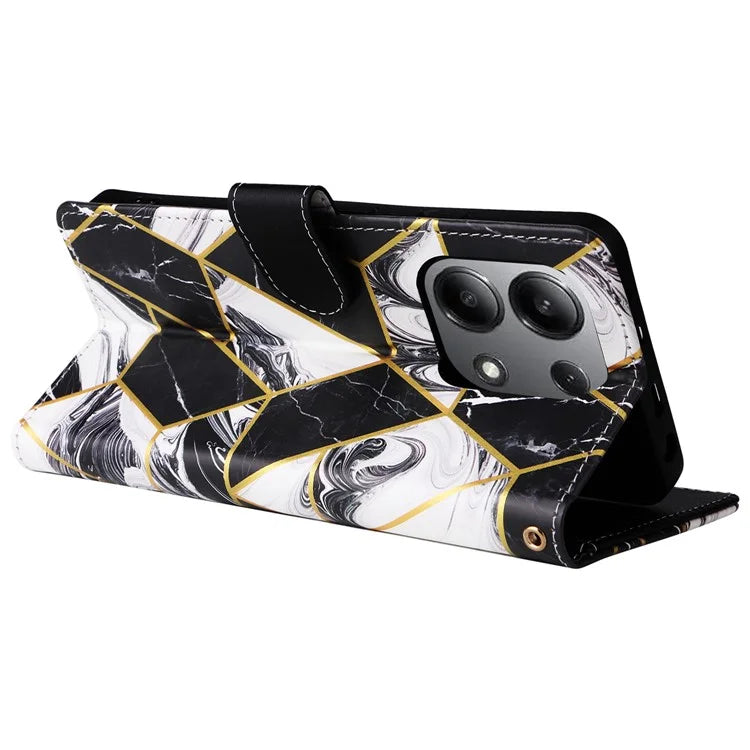 For Xiaomi Redmi Note 13 4G Leather Case Marble Pattern Stand Wallet Phone Cover