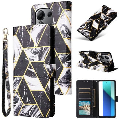 For Xiaomi Redmi Note 13 4G Leather Case Marble Pattern Stand Wallet Phone Cover