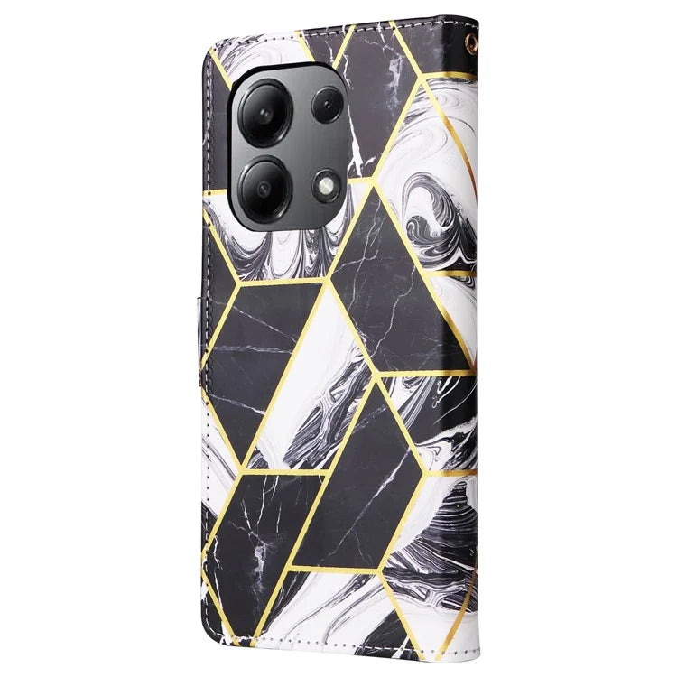 For Xiaomi Redmi Note 13 4G Leather Case Marble Pattern Stand Wallet Phone Cover
