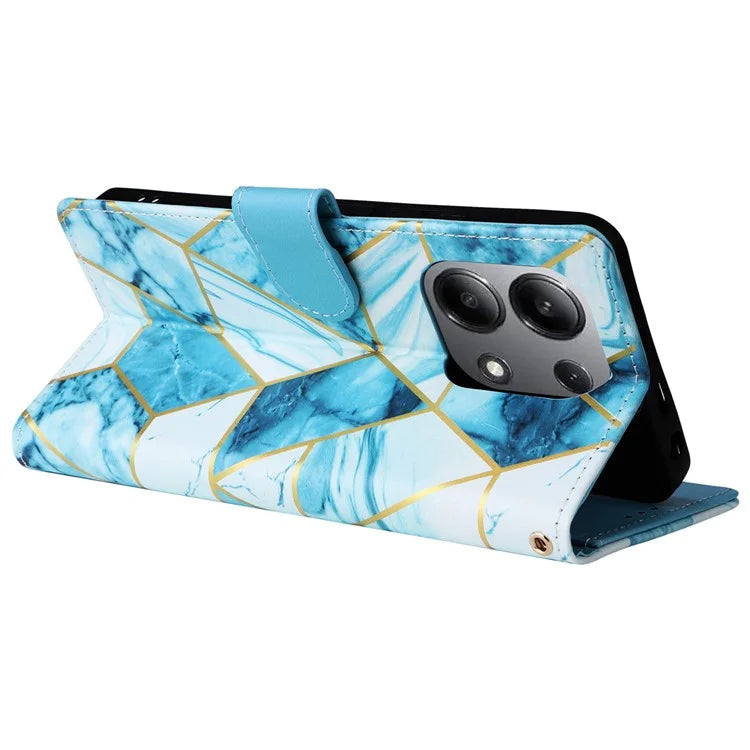 For Xiaomi Redmi Note 13 4G Leather Case Marble Pattern Stand Wallet Phone Cover