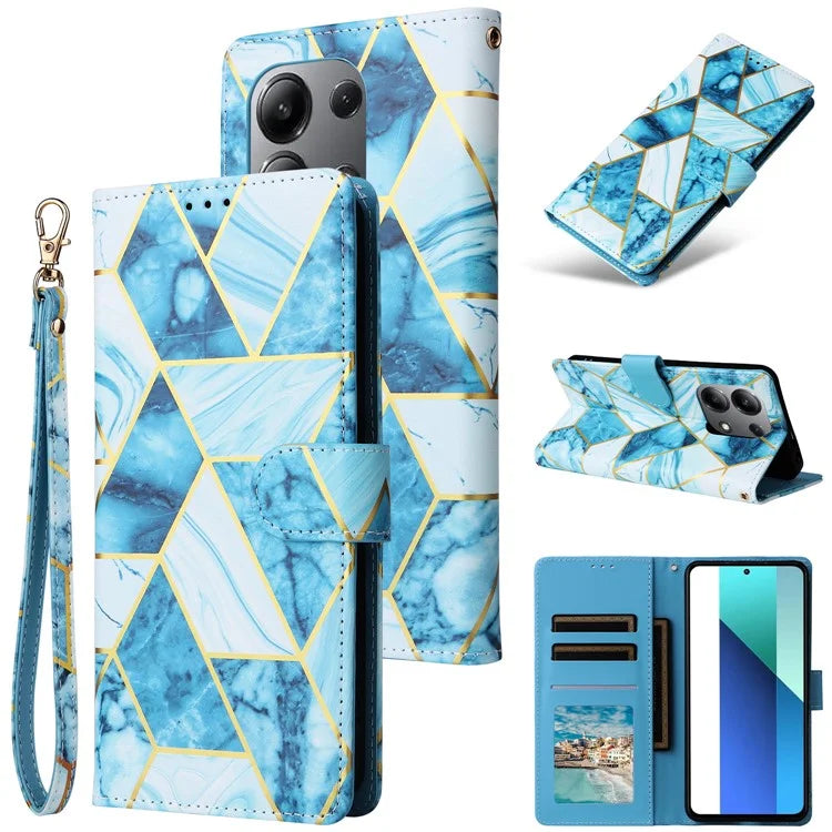 For Xiaomi Redmi Note 13 4G Leather Case Marble Pattern Stand Wallet Phone Cover