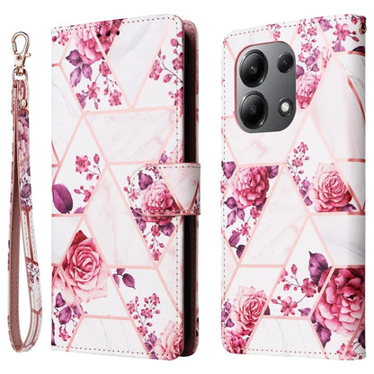 For Xiaomi Redmi Note 13 4G Leather Case Marble Pattern Stand Wallet Phone Cover