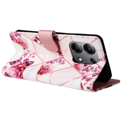 For Xiaomi Redmi Note 13 4G Leather Case Marble Pattern Stand Wallet Phone Cover