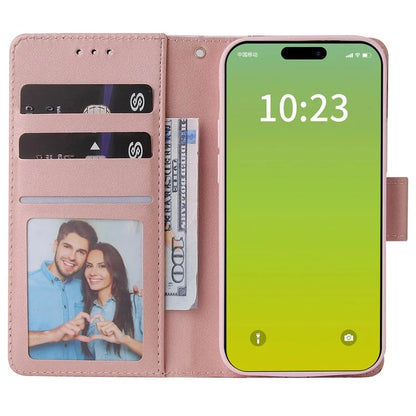 For iPhone 15 Plus Leather Wallet Case Marble Pattern Lacquered Phone Cover