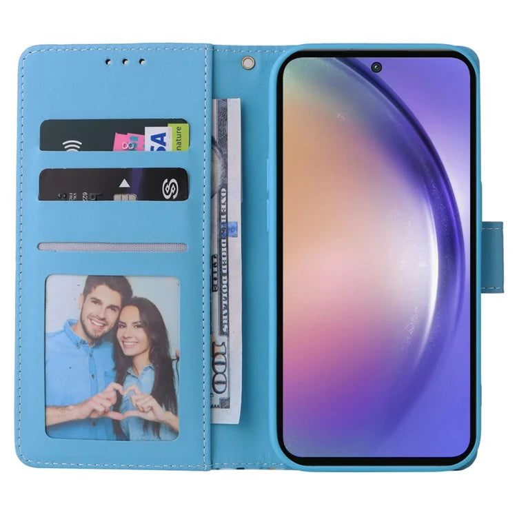 For Samsung Galaxy A55 5G Case Lacquered Leather Flip Wallet Cover Marble Pattern