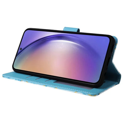 For Samsung Galaxy A55 5G Case Lacquered Leather Flip Wallet Cover Marble Pattern