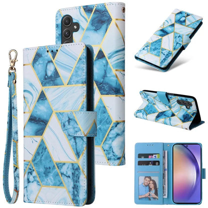 For Samsung Galaxy A55 5G Case Lacquered Leather Flip Wallet Cover Marble Pattern