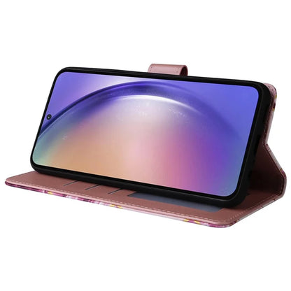 For Samsung Galaxy A55 5G Case Lacquered Leather Flip Wallet Cover Marble Pattern