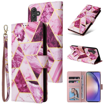 For Samsung Galaxy A55 5G Case Lacquered Leather Flip Wallet Cover Marble Pattern