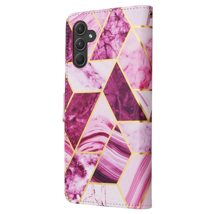 For Samsung Galaxy A55 5G Case Lacquered Leather Flip Wallet Cover Marble Pattern