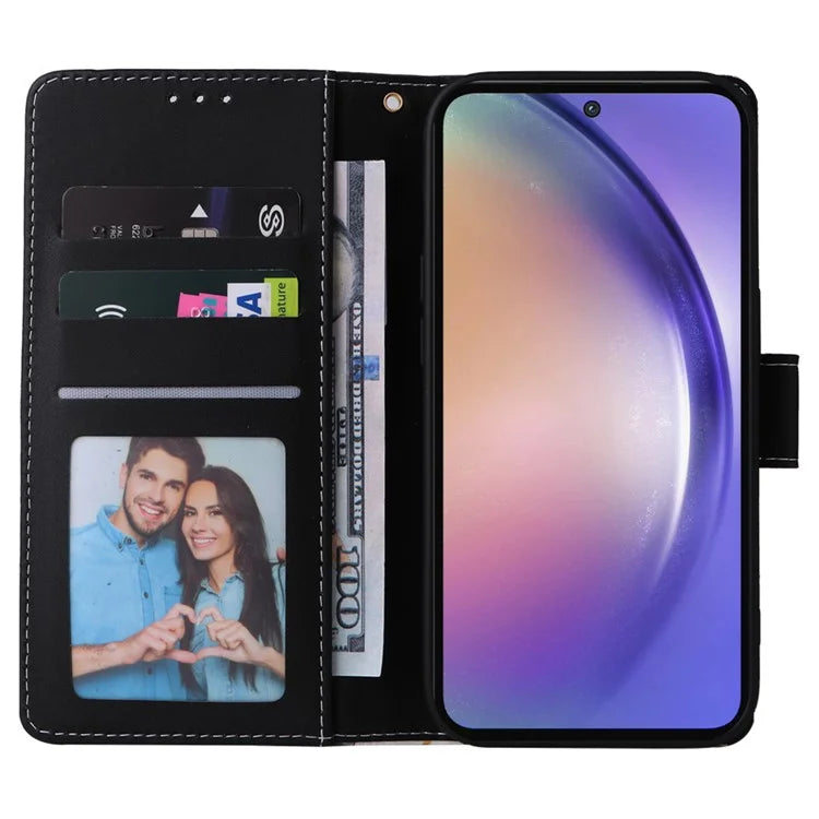 For Samsung Galaxy A55 5G Case Lacquered Leather Flip Wallet Cover Marble Pattern
