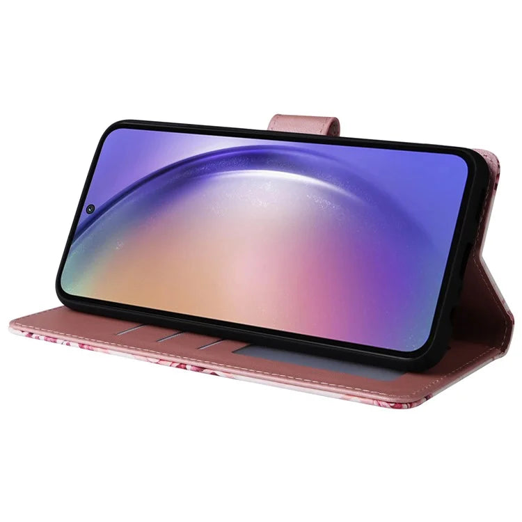 For Samsung Galaxy A55 5G Case Lacquered Leather Flip Wallet Cover Marble Pattern