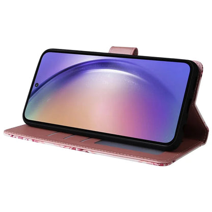 For Samsung Galaxy A55 5G Case Lacquered Leather Flip Wallet Cover Marble Pattern
