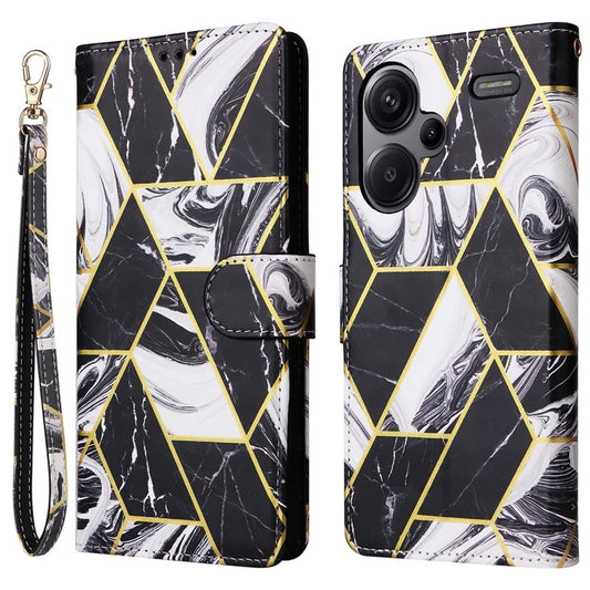For Xiaomi Redmi Note 13 Pro+ 5G Wallet Phone Case Marble Pattern Stand Leather Flip Cover