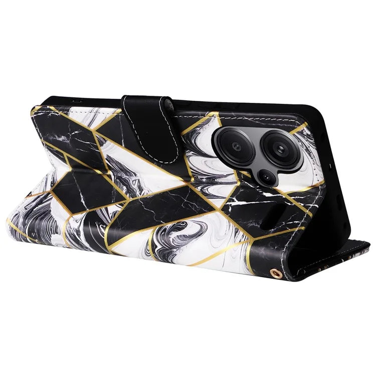 For Xiaomi Redmi Note 13 Pro+ 5G Wallet Phone Case Marble Pattern Stand Leather Flip Cover