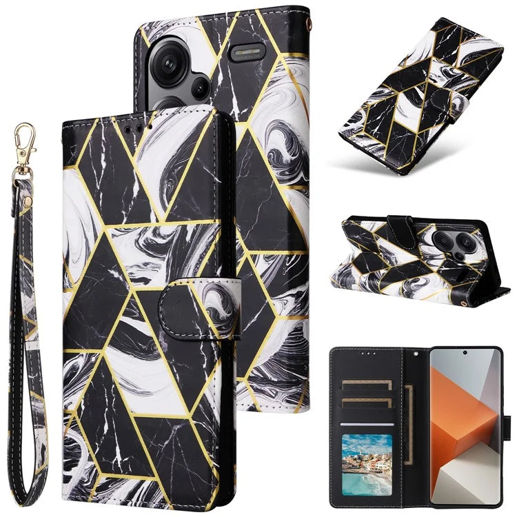 For Xiaomi Redmi Note 13 Pro+ 5G Wallet Phone Case Marble Pattern Stand Leather Flip Cover