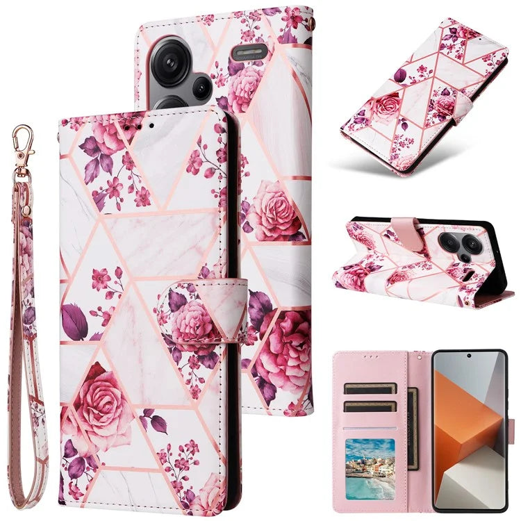 For Xiaomi Redmi Note 13 Pro+ 5G Wallet Phone Case Marble Pattern Stand Leather Flip Cover