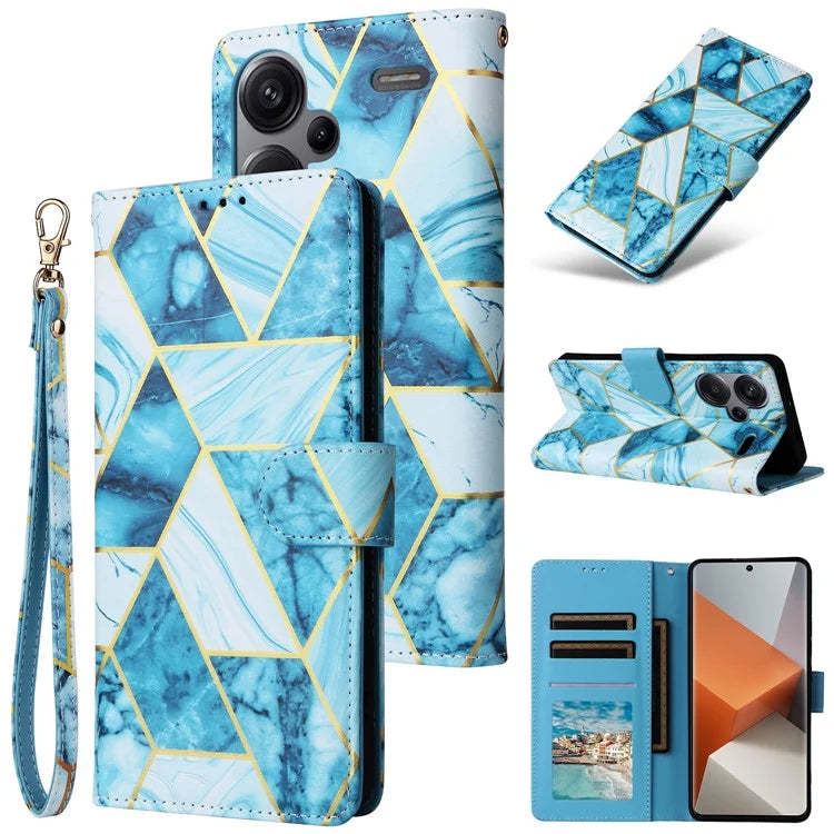 For Xiaomi Redmi Note 13 Pro+ 5G Wallet Phone Case Marble Pattern Stand Leather Flip Cover