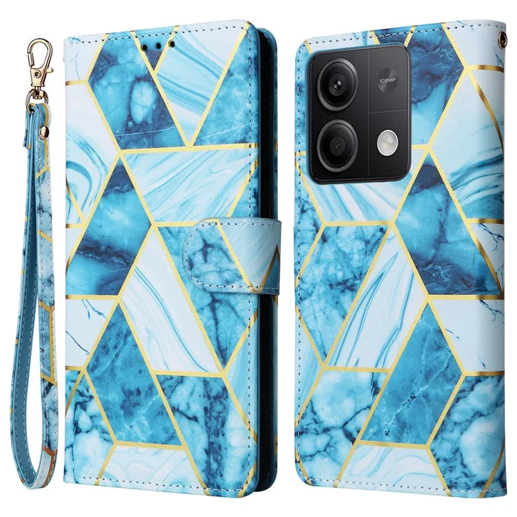 For Xiaomi Redmi Note 13 5G Shockproof Case Marble Pattern Leather Wallet Phone Cover