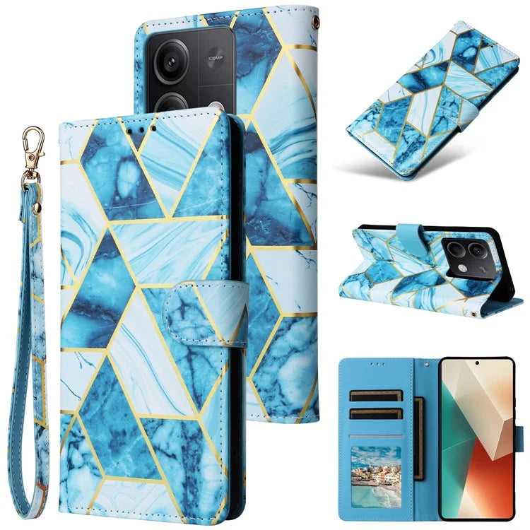 For Xiaomi Redmi Note 13 5G Shockproof Case Marble Pattern Leather Wallet Phone Cover