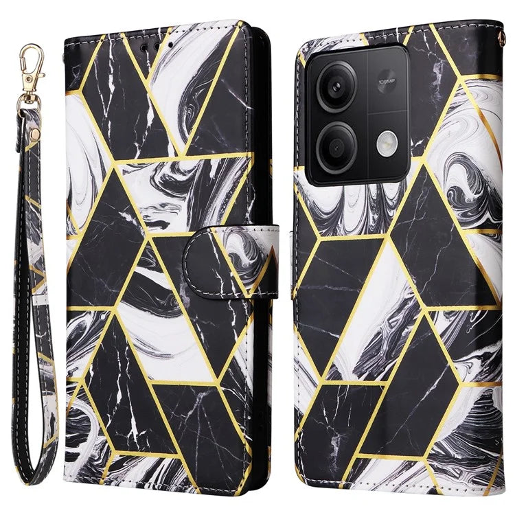 For Xiaomi Redmi Note 13 5G Shockproof Case Marble Pattern Leather Wallet Phone Cover