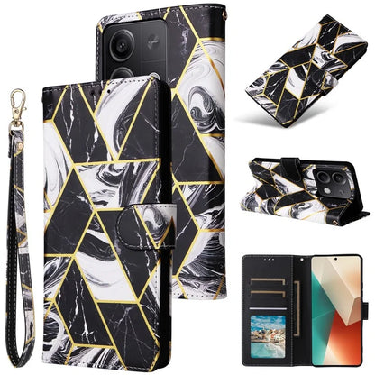 For Xiaomi Redmi Note 13 5G Shockproof Case Marble Pattern Leather Wallet Phone Cover
