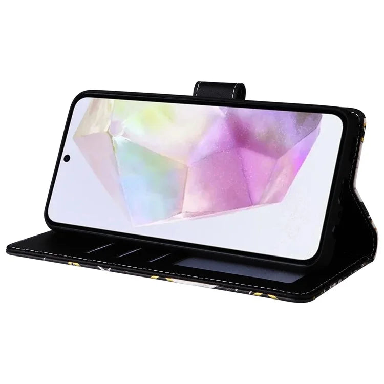 For Samsung Galaxy A35 5G Case PU Leather Marble Pattern Wallet Card Slots Phone Cover