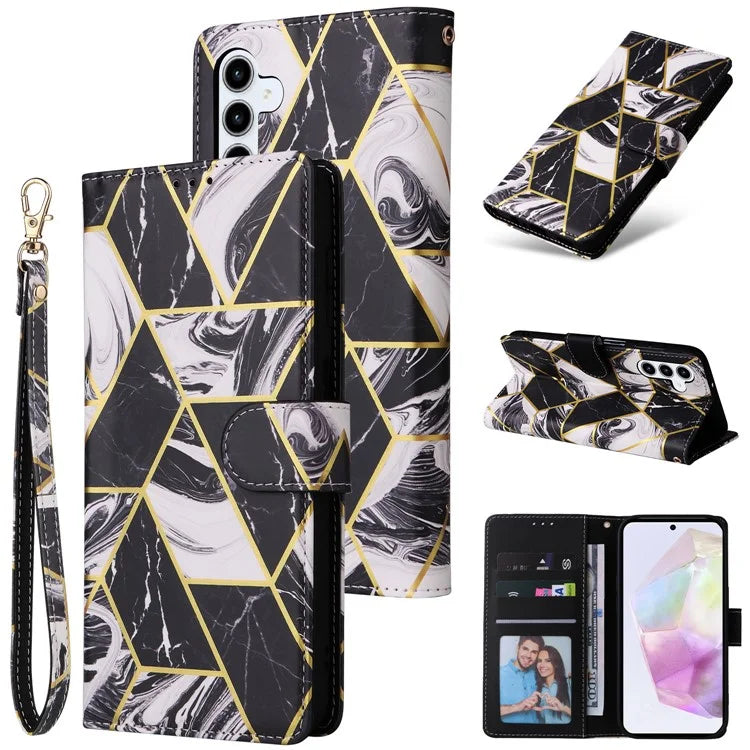 For Samsung Galaxy A35 5G Case PU Leather Marble Pattern Wallet Card Slots Phone Cover