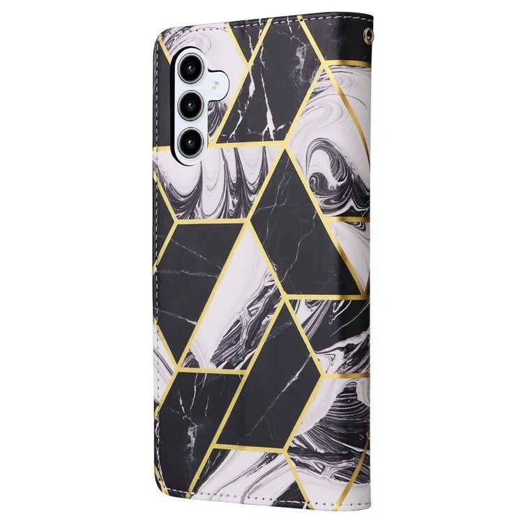 For Samsung Galaxy A35 5G Case PU Leather Marble Pattern Wallet Card Slots Phone Cover