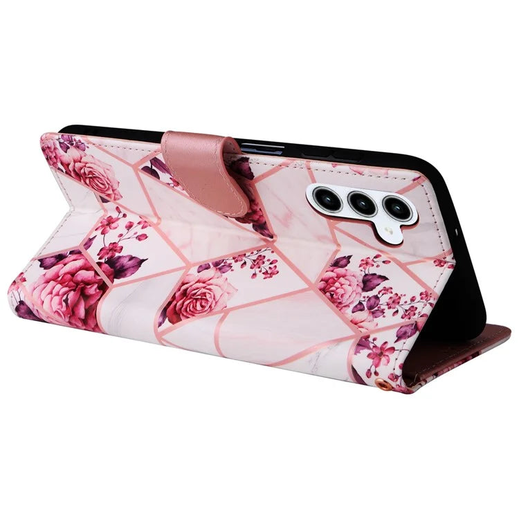 For Samsung Galaxy A35 5G Case PU Leather Marble Pattern Wallet Card Slots Phone Cover