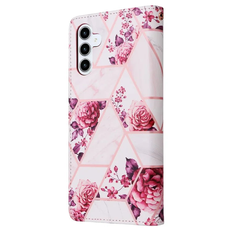 For Samsung Galaxy A35 5G Case PU Leather Marble Pattern Wallet Card Slots Phone Cover