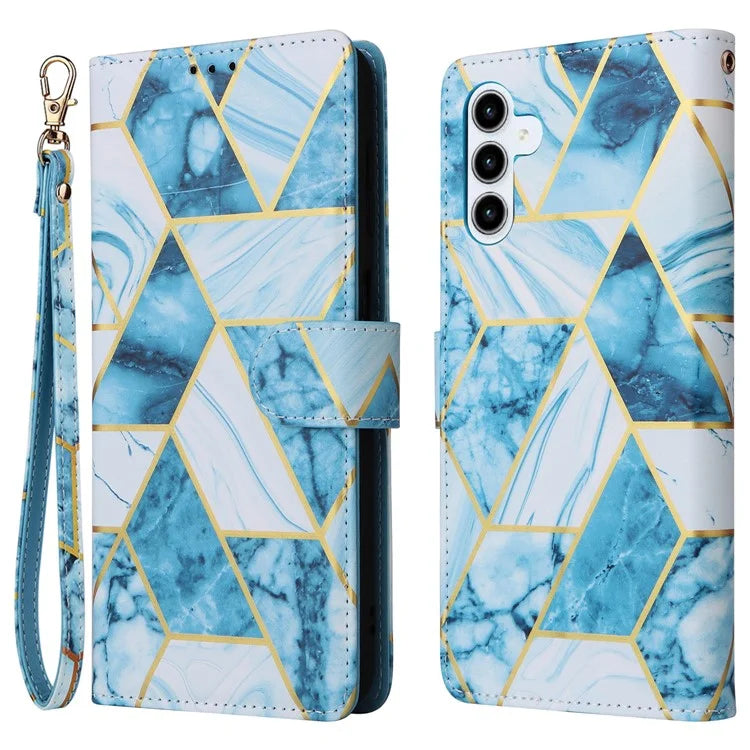 For Samsung Galaxy A35 5G Case PU Leather Marble Pattern Wallet Card Slots Phone Cover