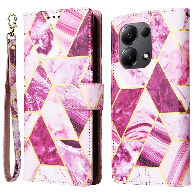 For Xiaomi Redmi Note 13 Pro 4G / Poco M6 Pro 4G Leather Flip Cover Marble Pattern Stand Wallet Phone Case
