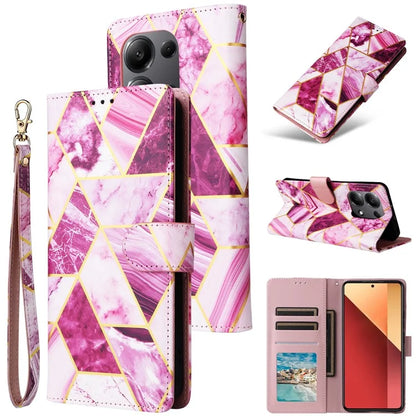 For Xiaomi Redmi Note 13 Pro 4G / Poco M6 Pro 4G Leather Flip Cover Marble Pattern Stand Wallet Phone Case