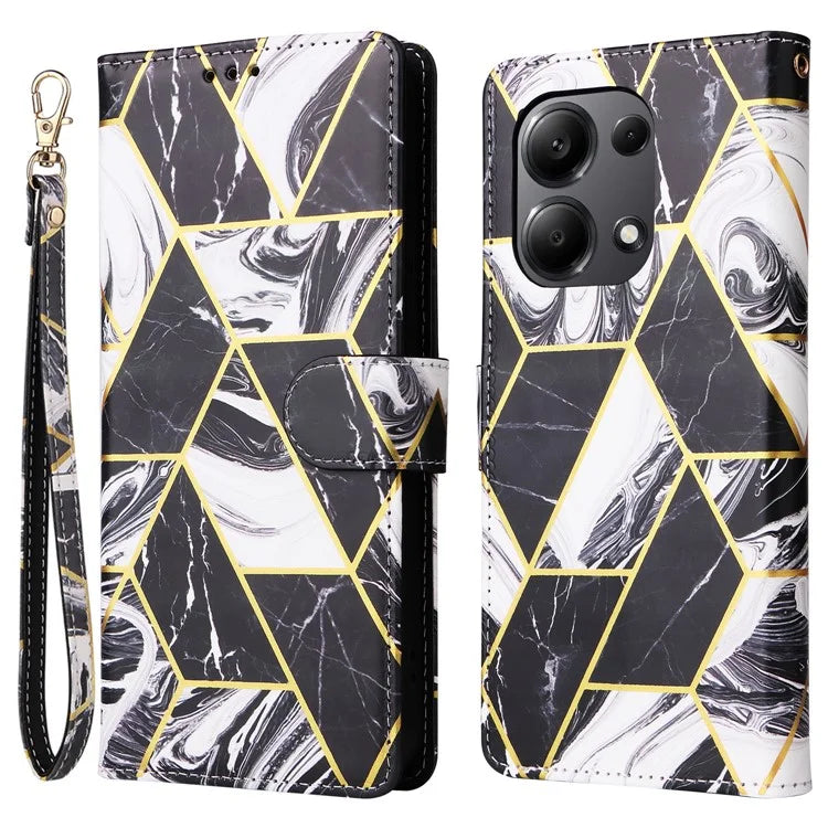 For Xiaomi Redmi Note 13 Pro 4G / Poco M6 Pro 4G Leather Flip Cover Marble Pattern Stand Wallet Phone Case
